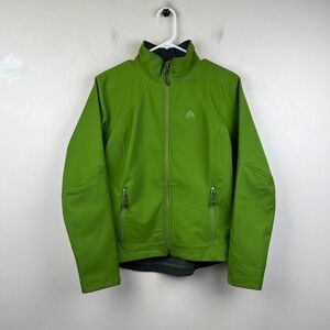 VTG Nike ACG Full Zip Softshell Jacket Women's Bold Green Zip Pockets Size S